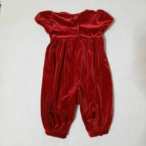 Youngland VTG Baby Red Velvet Jumper Christmas Romper Holiday Girls 6-9 months - Picture 4 of 10